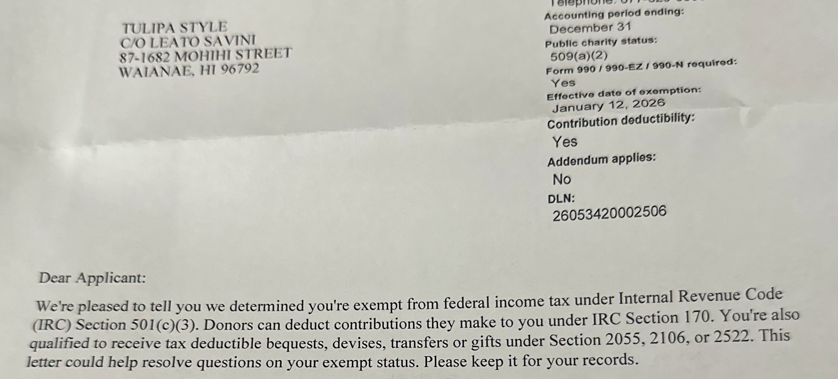 Exciting News: Tulipa Style Becomes Official Non-Profit